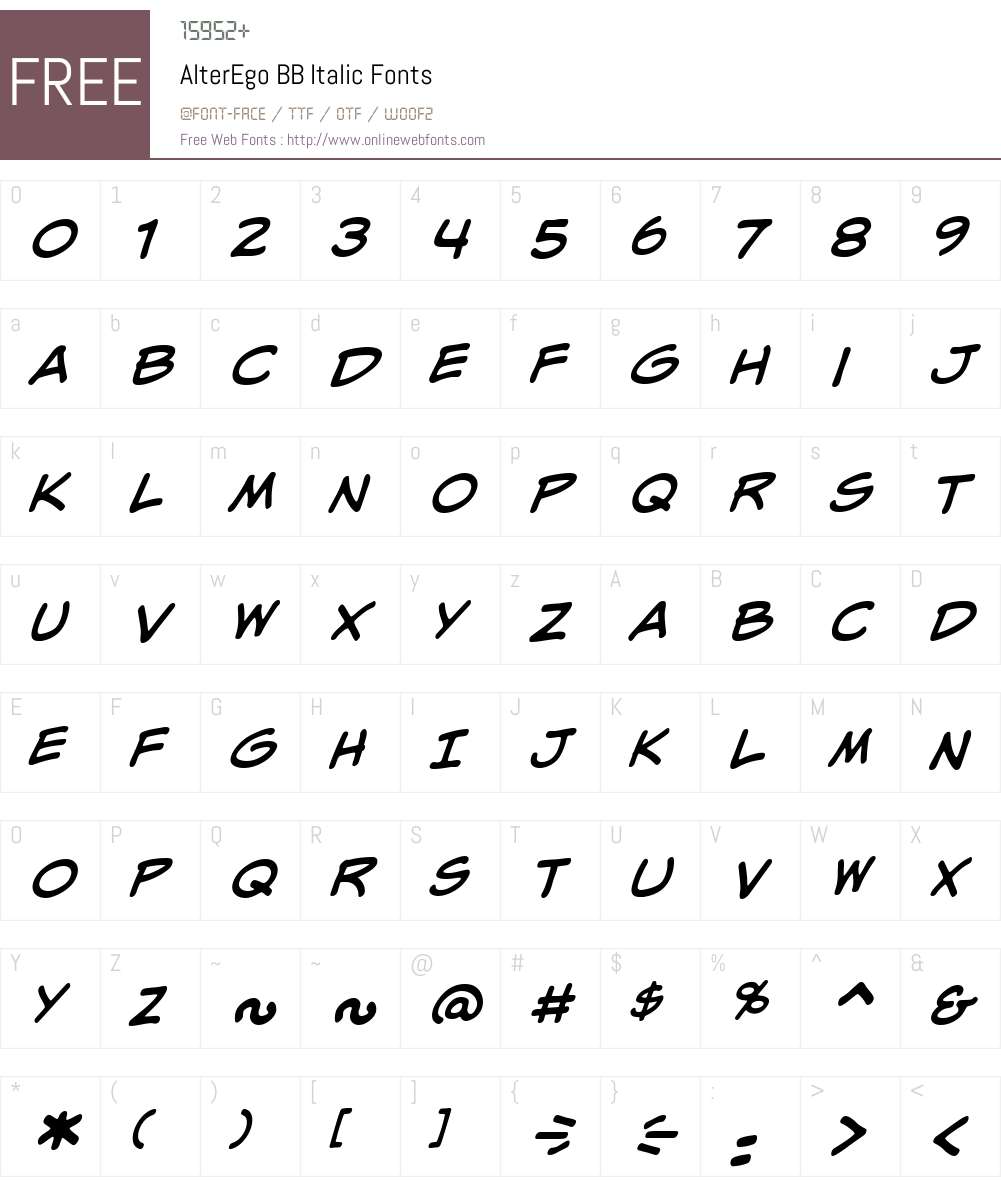AlterEgoBB-Italic Font Screenshots