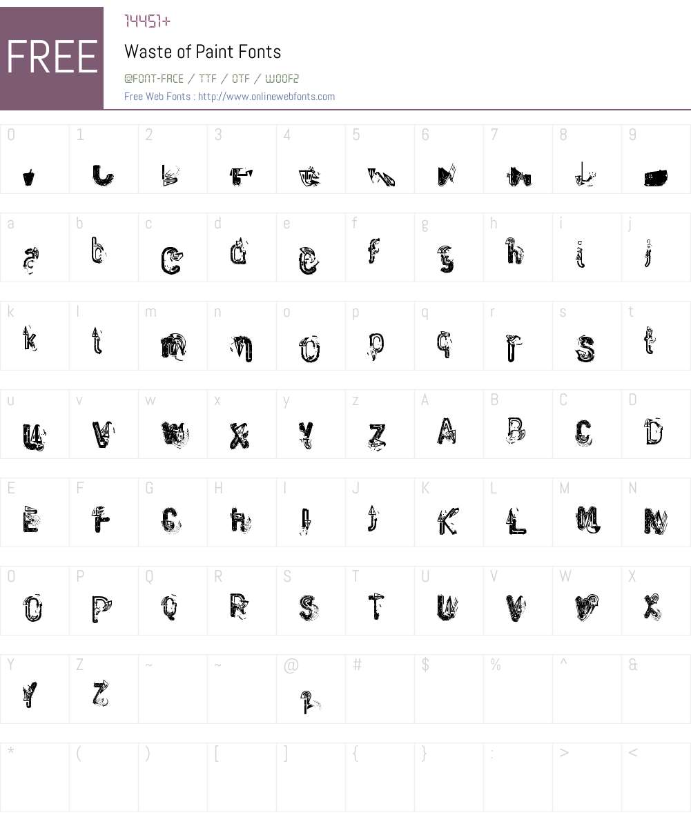 Waste of Paint Font Screenshots