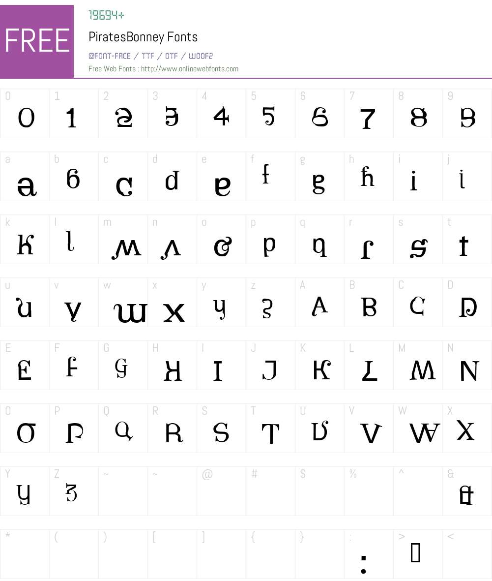 PiratesBonney Font Screenshots