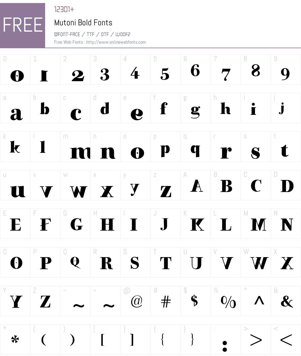 Mutoni Font Screenshots