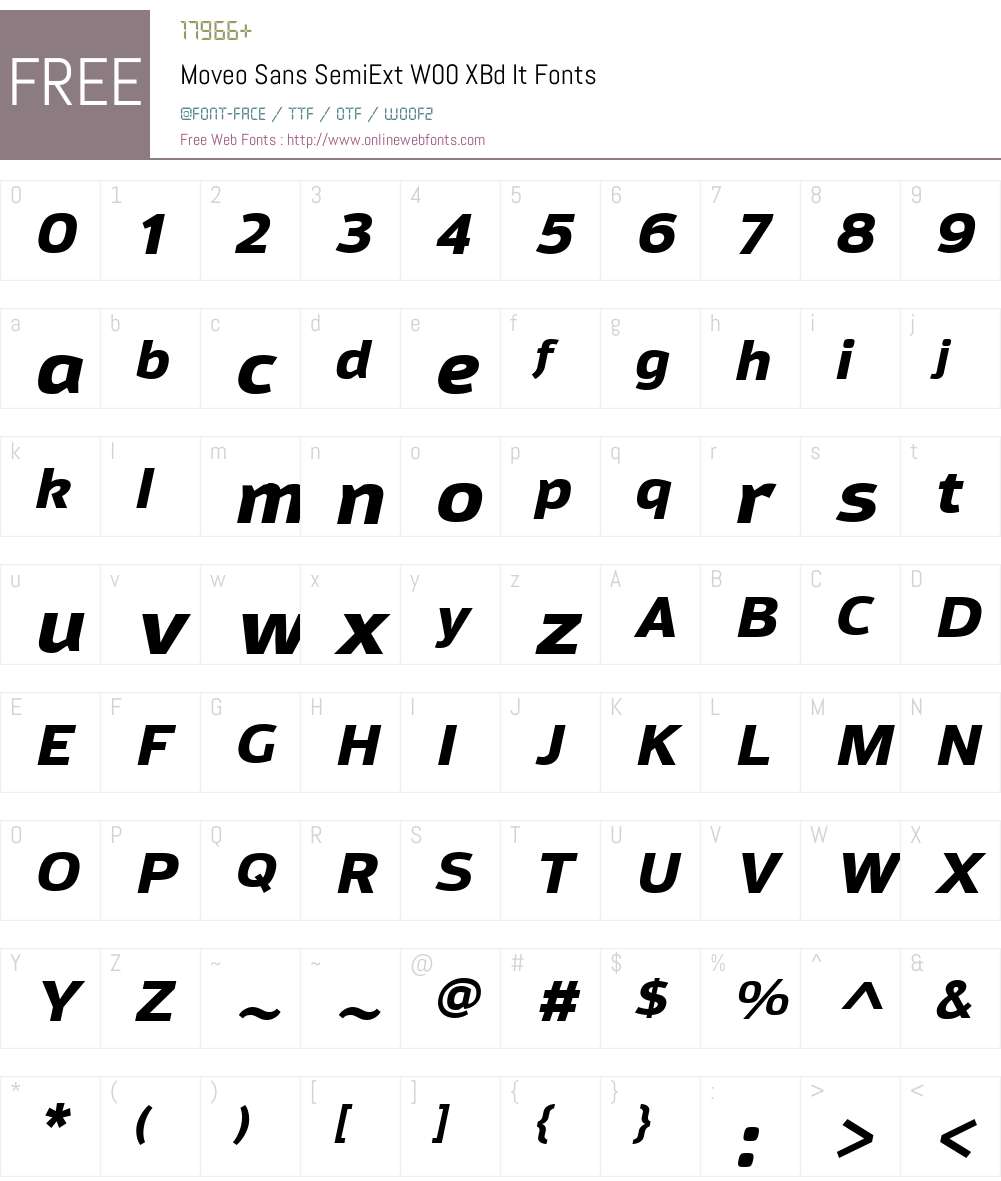 MoveoSansSemiExtW00-XBoldIt Font Screenshots