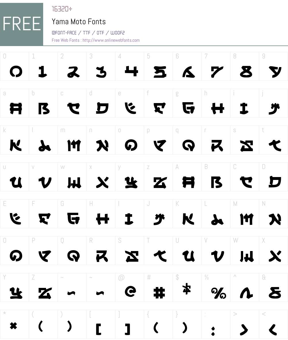 Yama Moto Font Screenshots