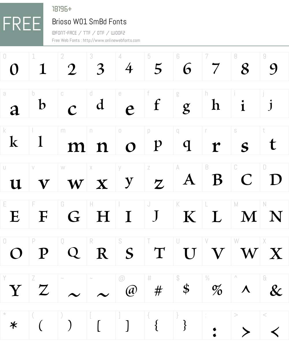 BriosoW01-SmBd Font Screenshots