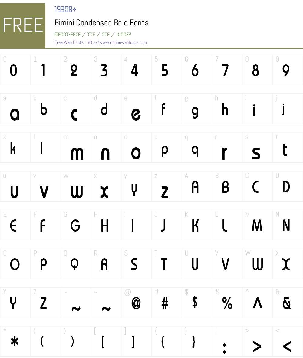 Bimini Condensed Font Screenshots