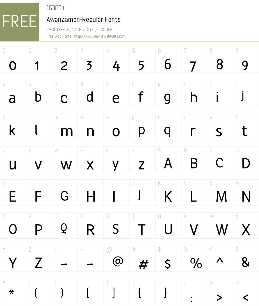 AwanZaman-Regular Font Screenshots
