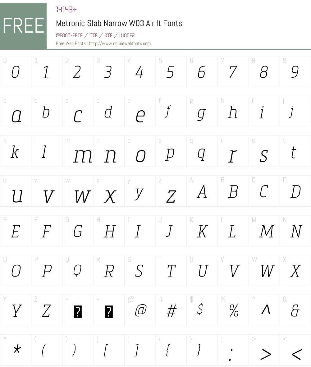 Metronic Slab Narrow Font Screenshots