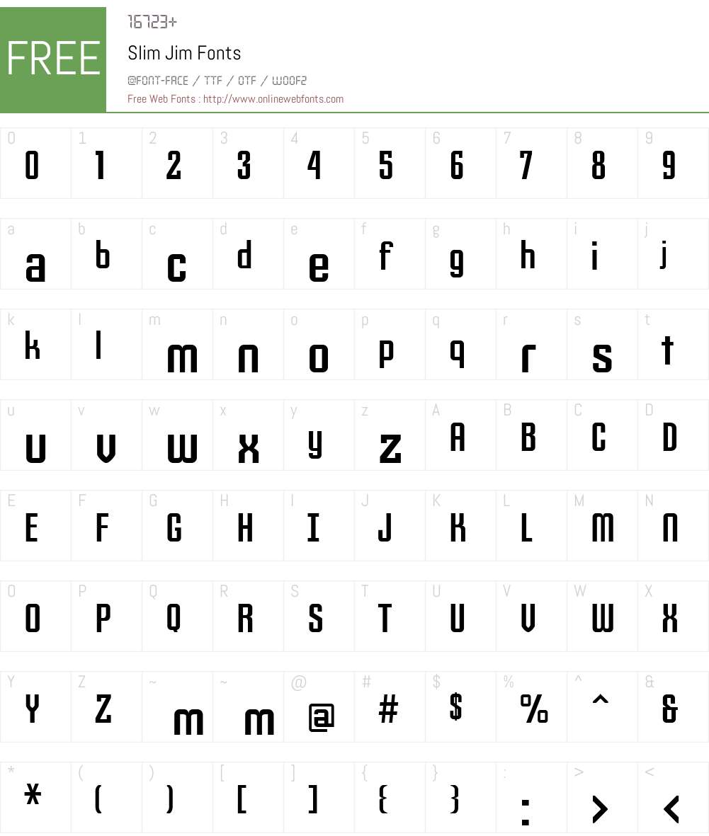 Slim Jim Font Screenshots