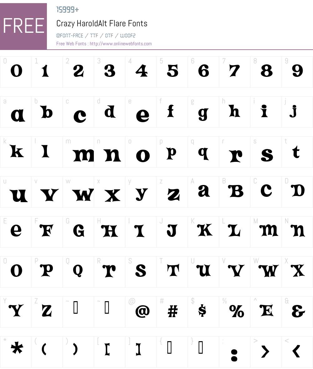 Crazy HaroldAlt Flare Font Screenshots
