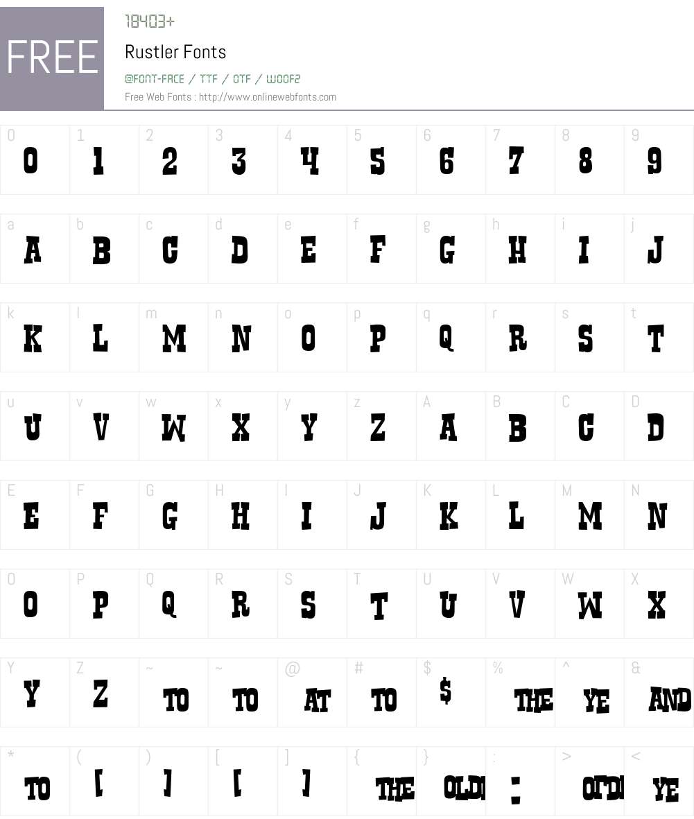 Rustler Font Screenshots