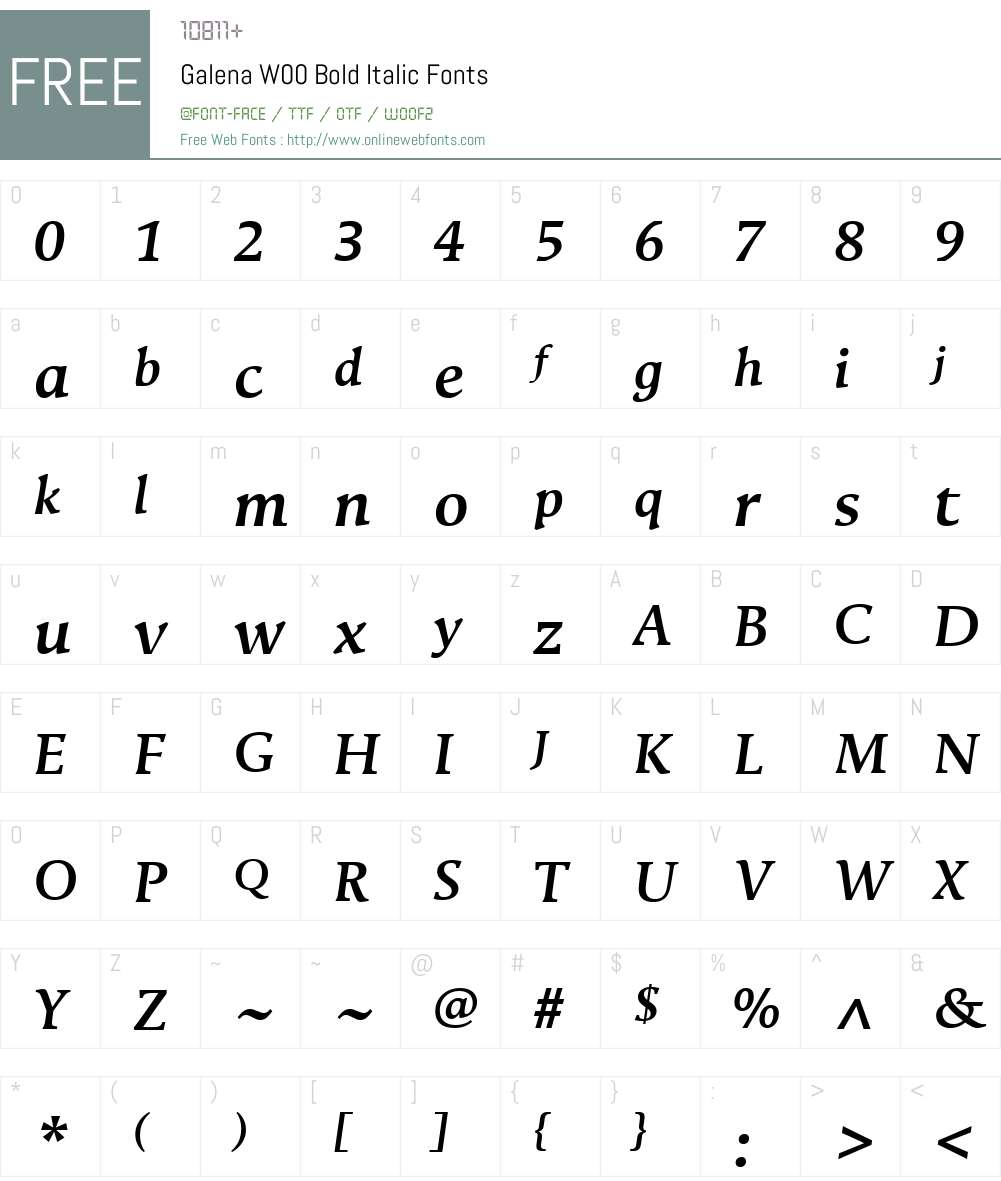GalenaW00-BoldItalic Font Screenshots