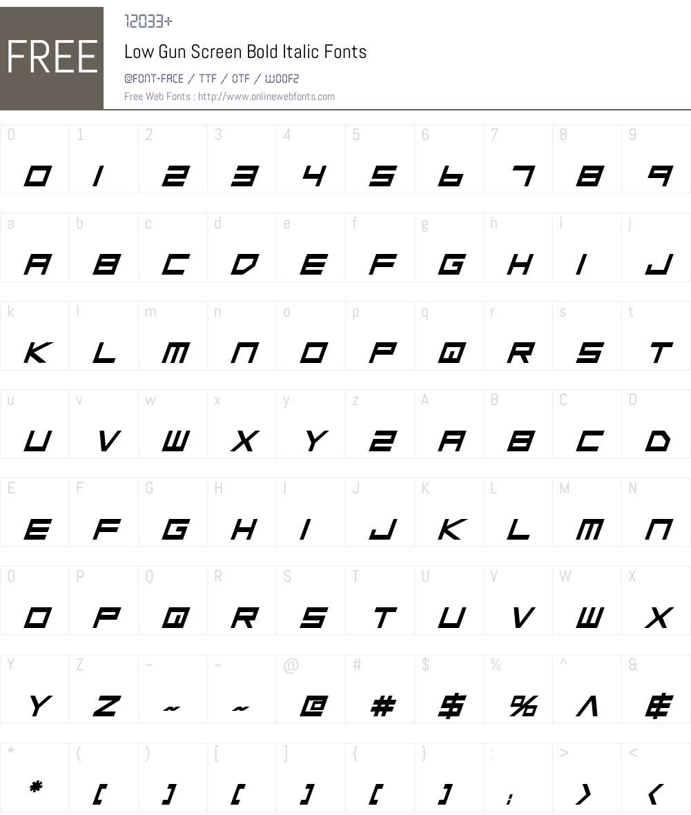 Low Gun Screen Bold Italic Font Screenshots