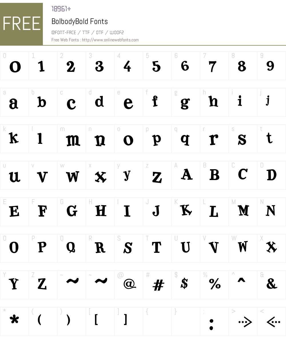 Bolbody Font Screenshots