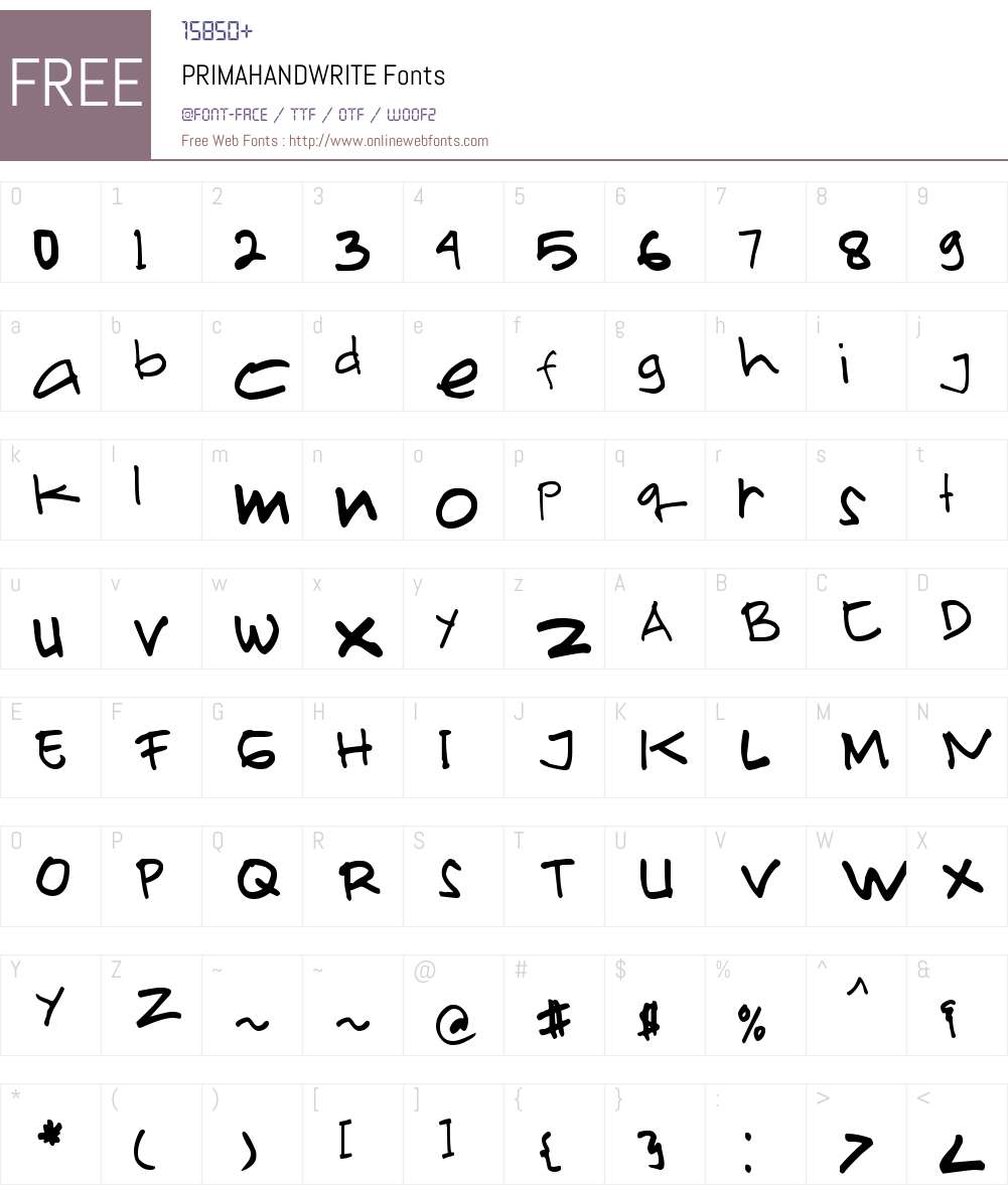 PRIMAHANDWRITE Font Screenshots