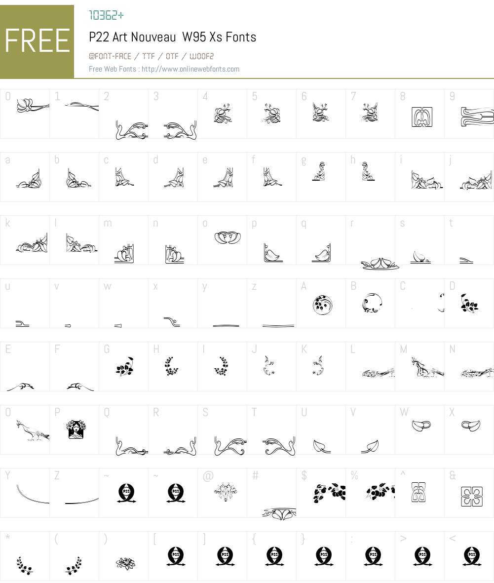 P22ArtNouveauW95-Xs Font Screenshots