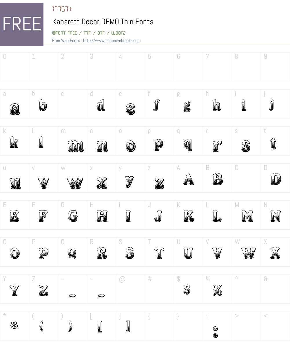 Kabarett Decor DEMO Font Screenshots