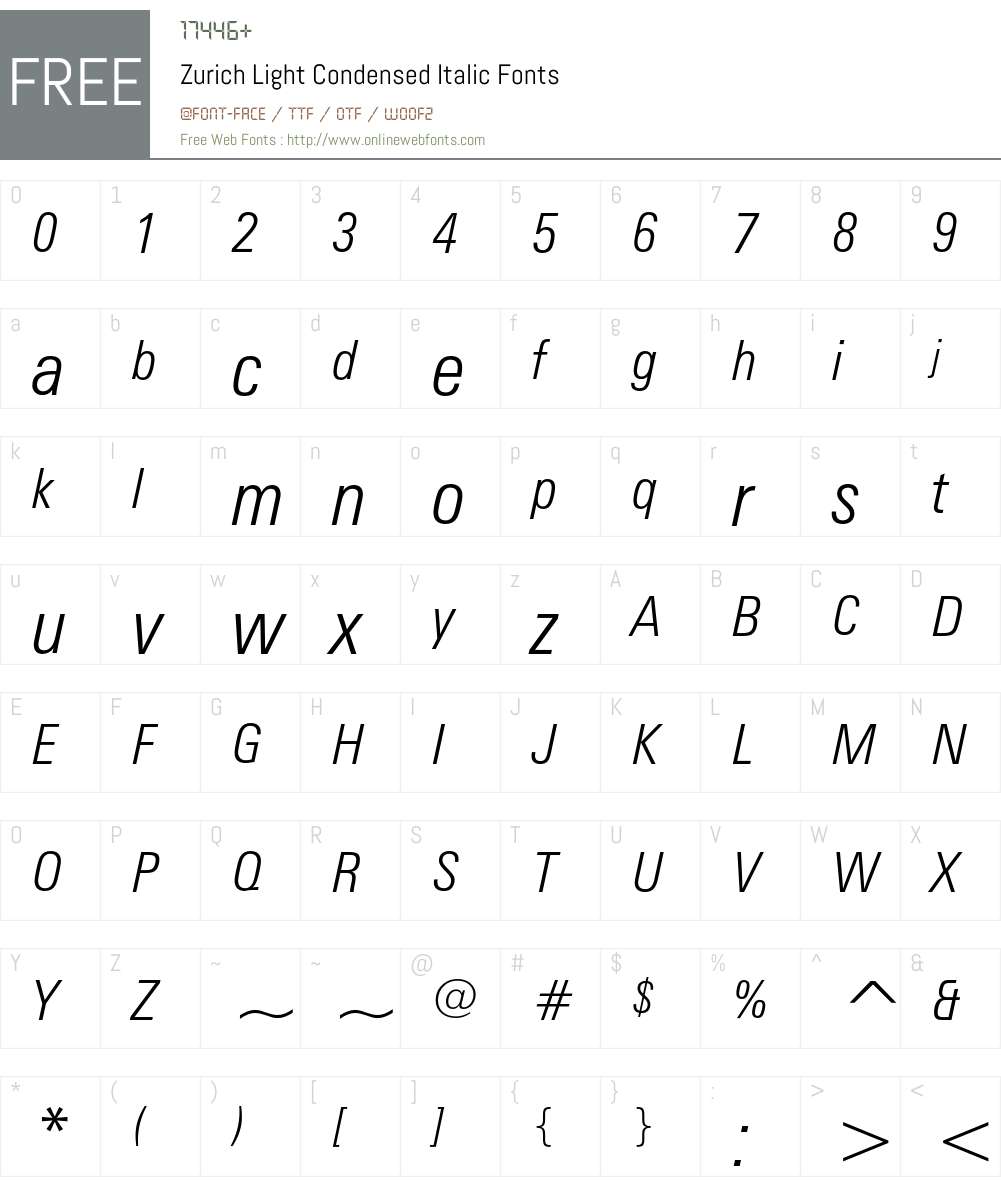 Zurich Font Screenshots