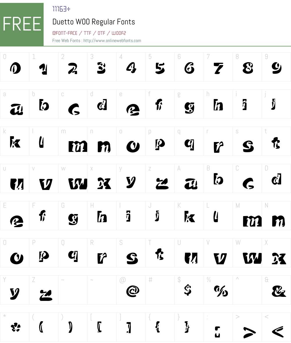 DuettoW00-Regular Font Screenshots