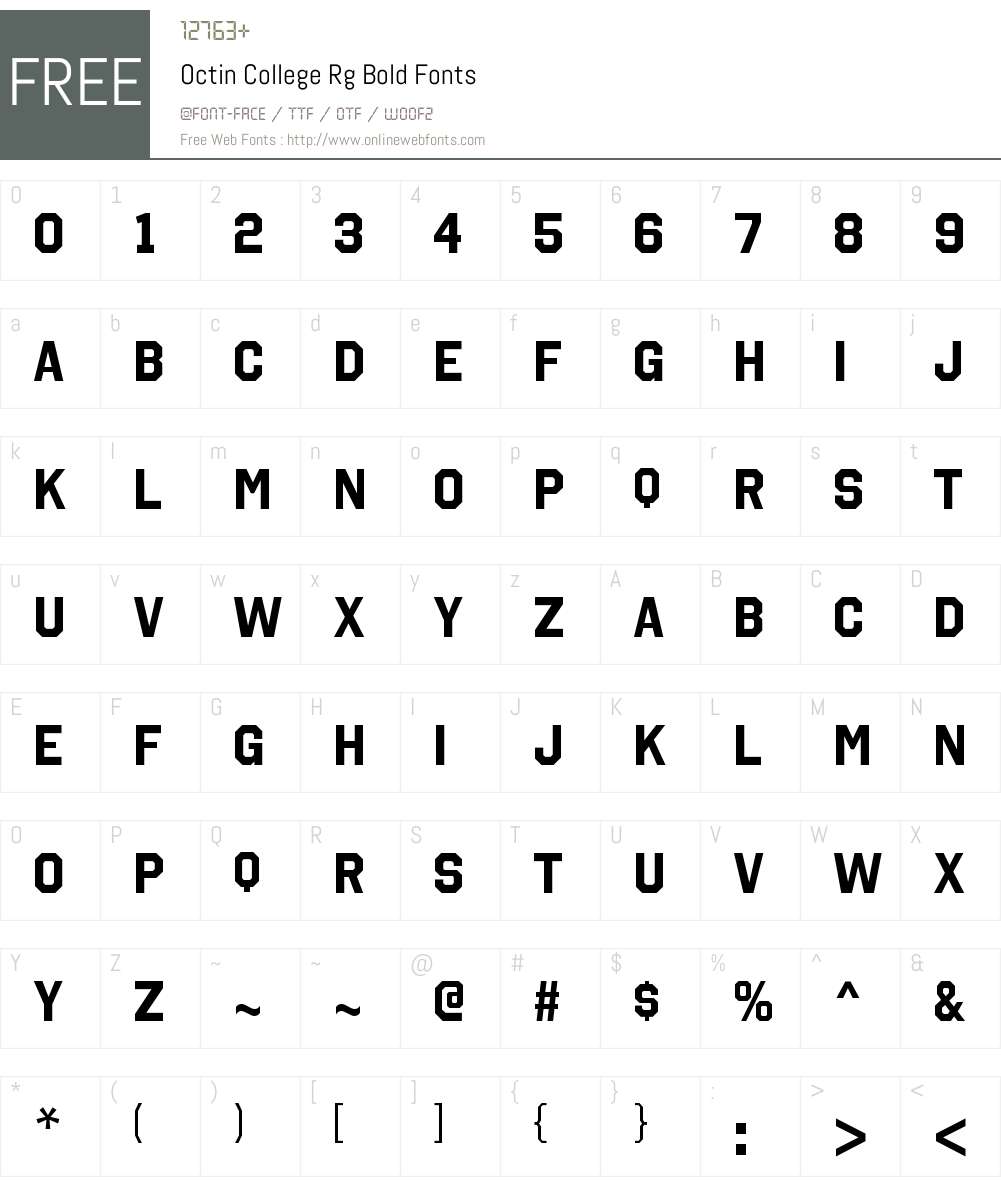 Octin College Font Screenshots