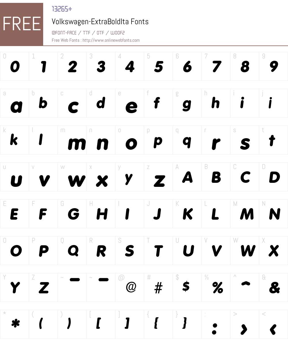 Volkswagen-ExtraBoldIta Font Screenshots