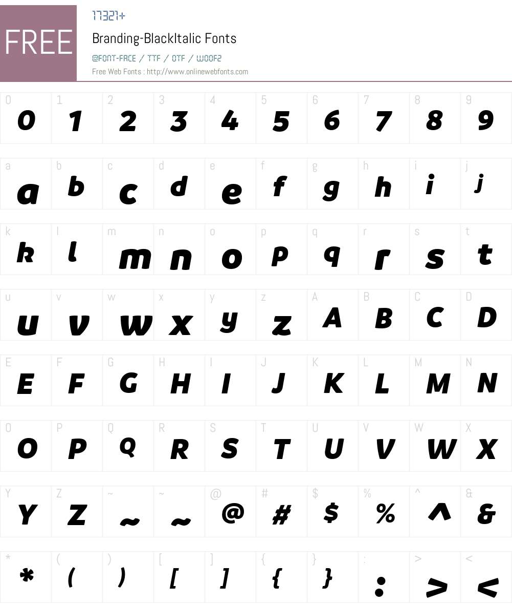 Branding-BlackItalic Font Screenshots