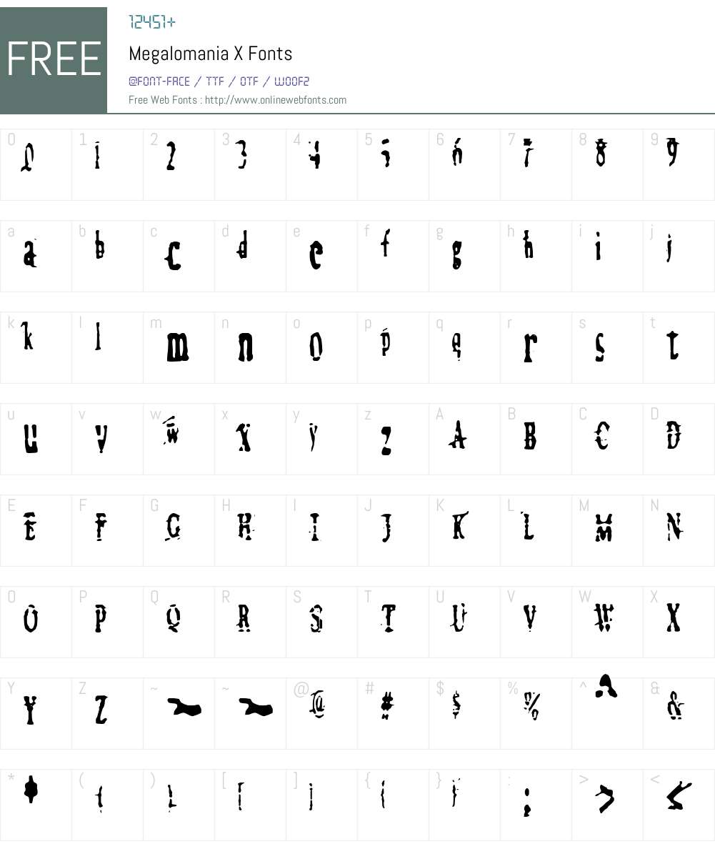 Megalomania X Font Screenshots