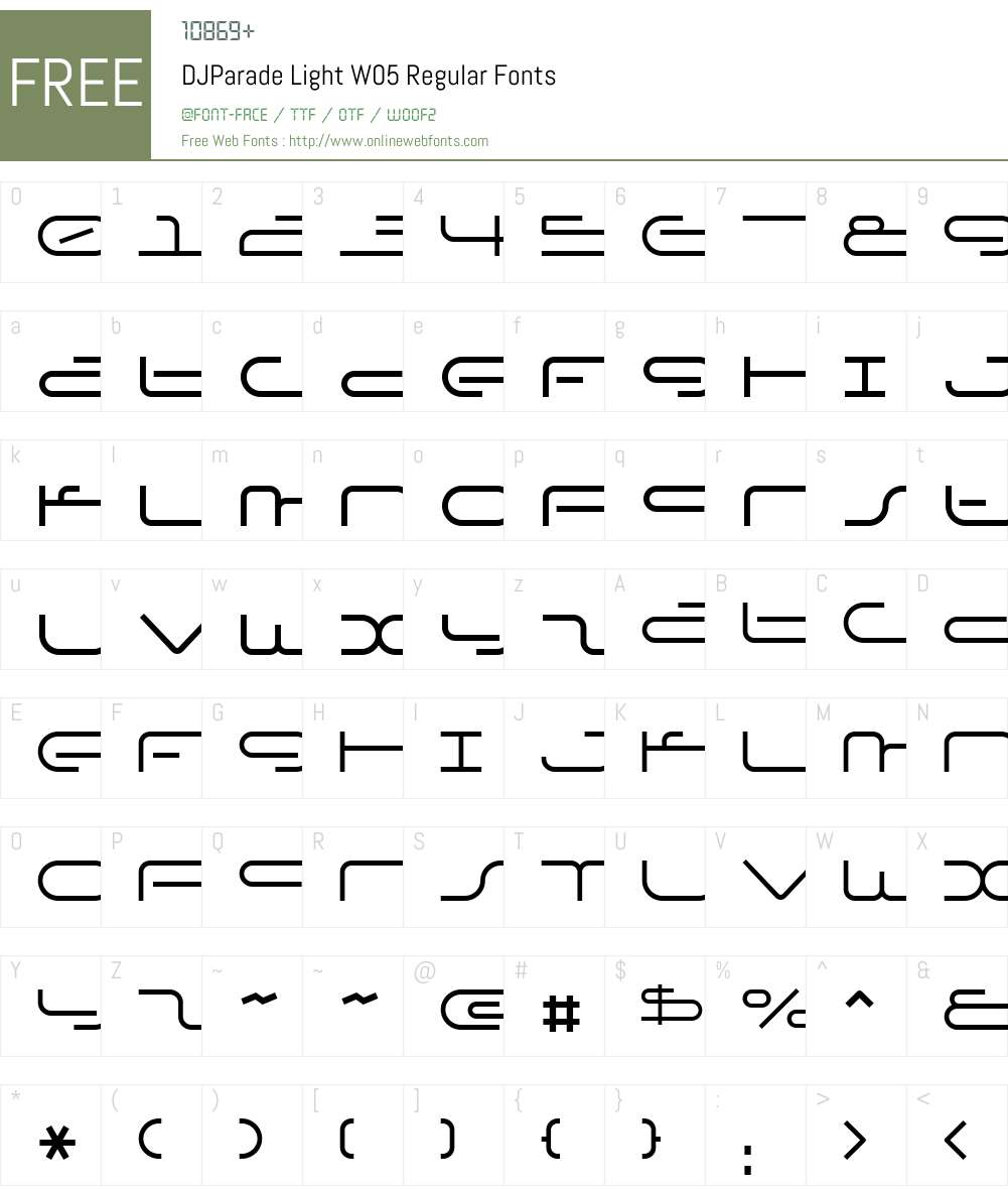 DJParadeLightW05-Regular Font Screenshots