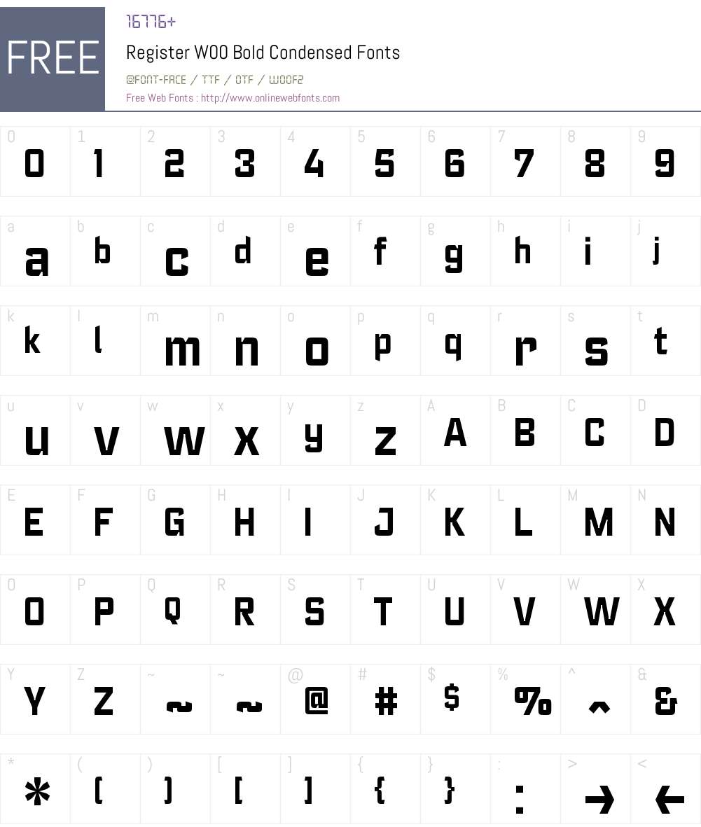 RegisterW00-BoldCondensed Font Screenshots