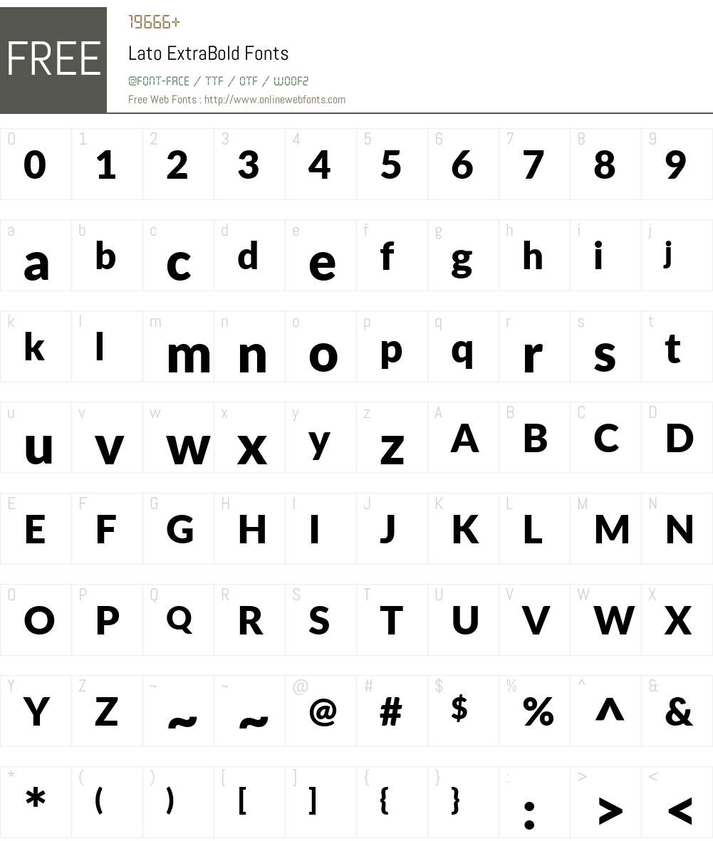 Lato ExtraBold Font Screenshots