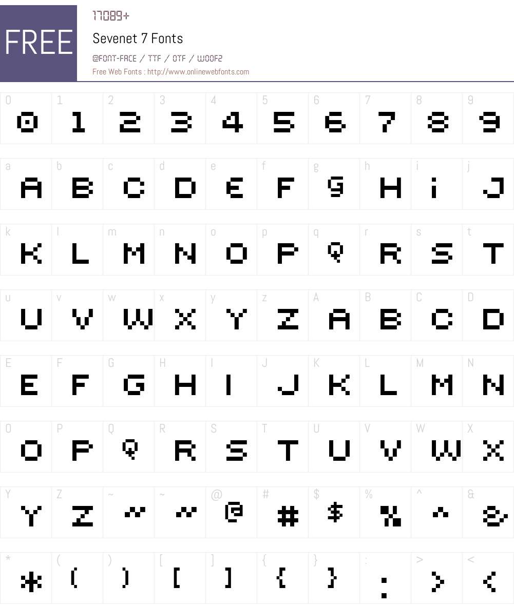 Sevenet 7 Font Screenshots