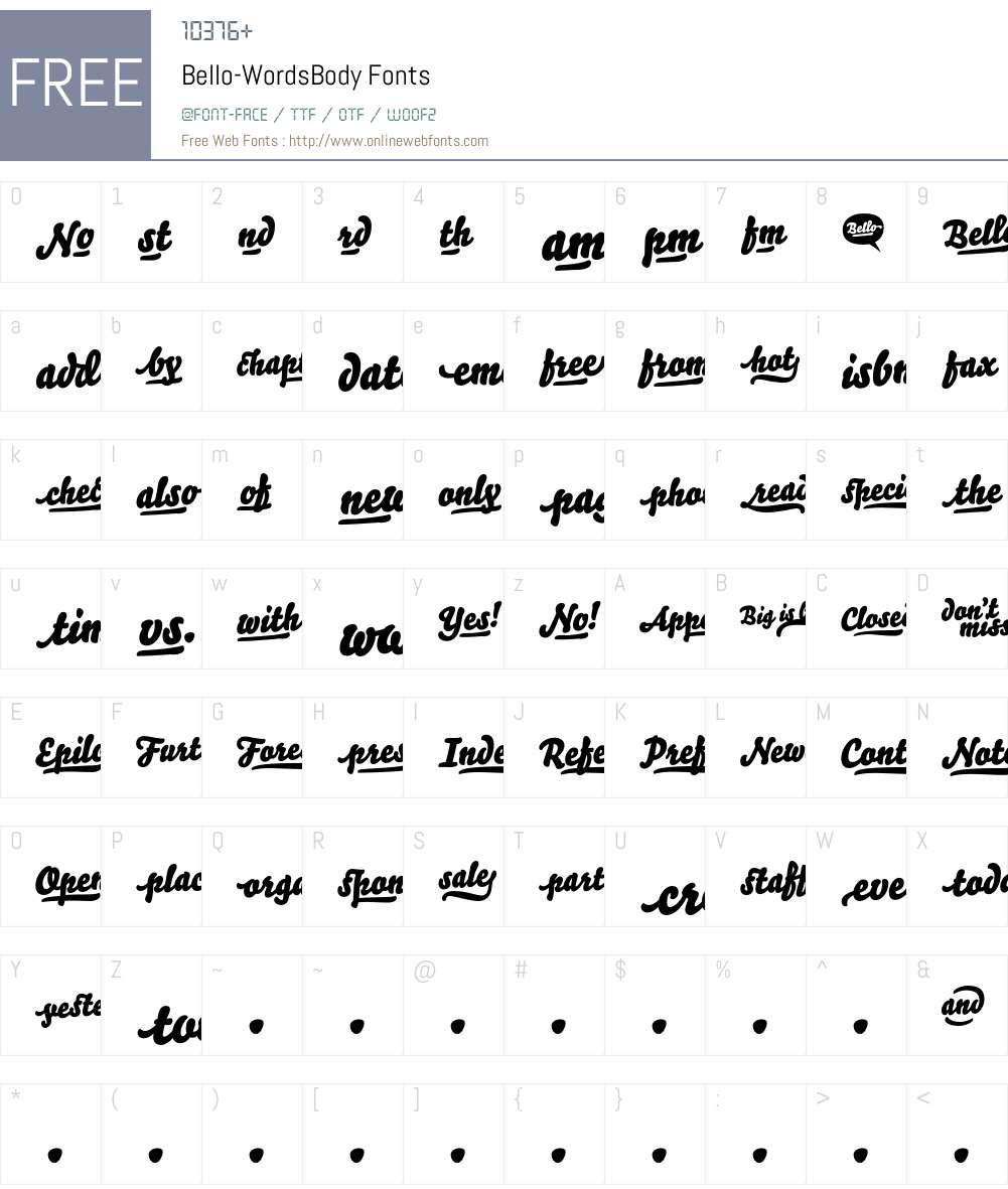 Bello Words Body Font Screenshots