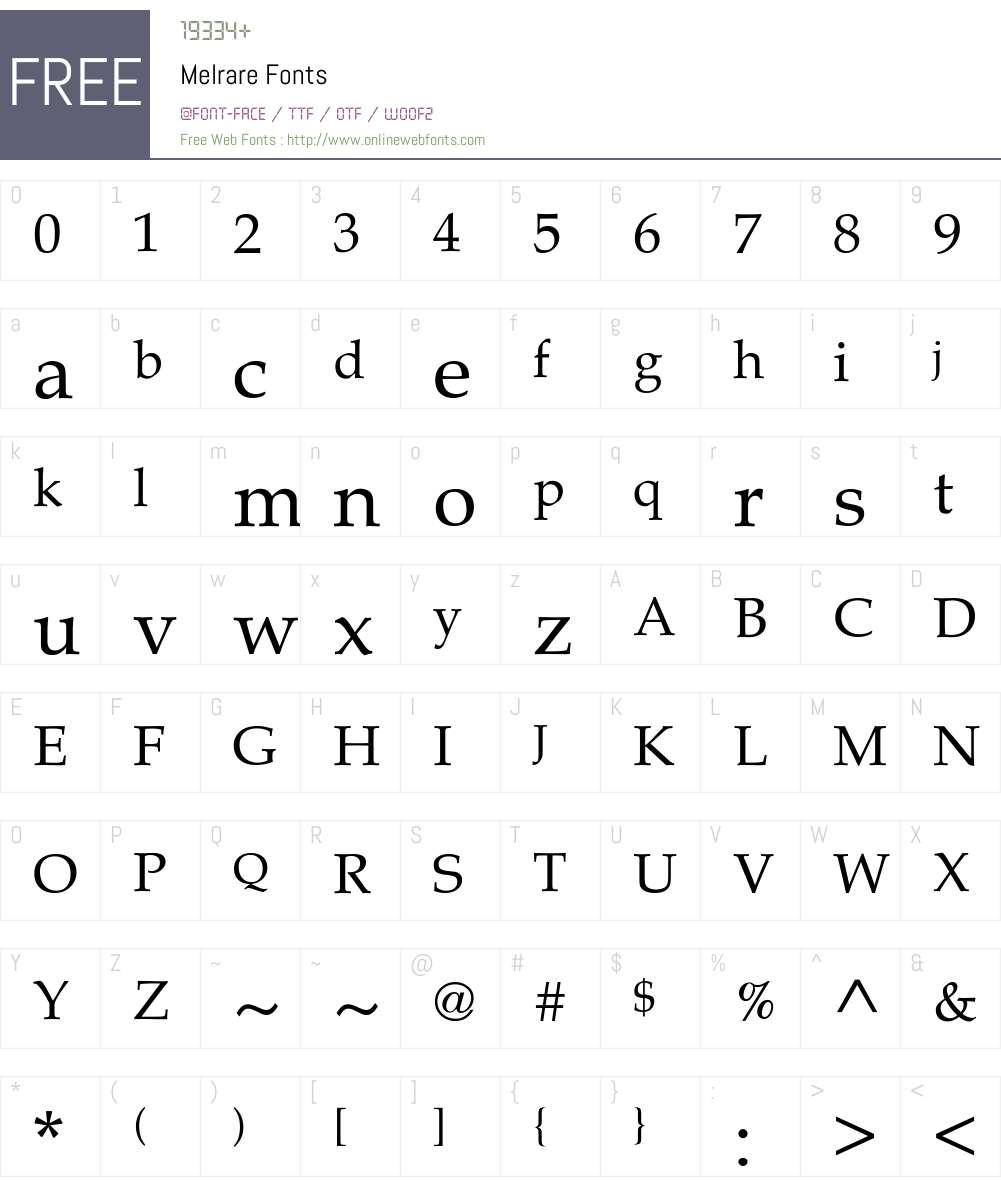 Melrare Font Screenshots