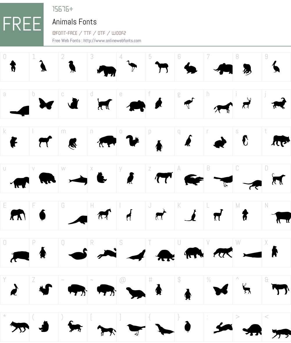 Animals Font Screenshots