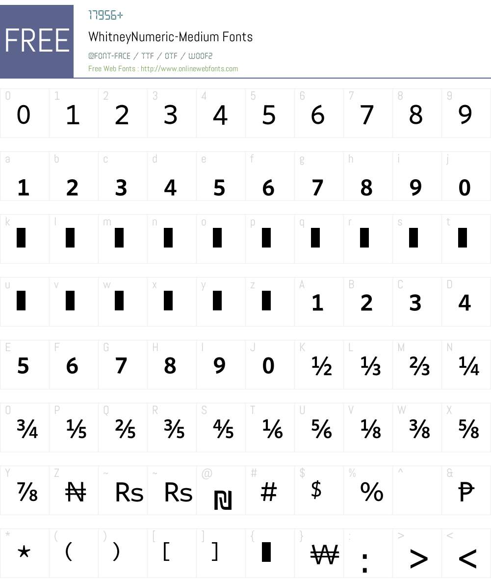 WhitneyNumeric Font Screenshots