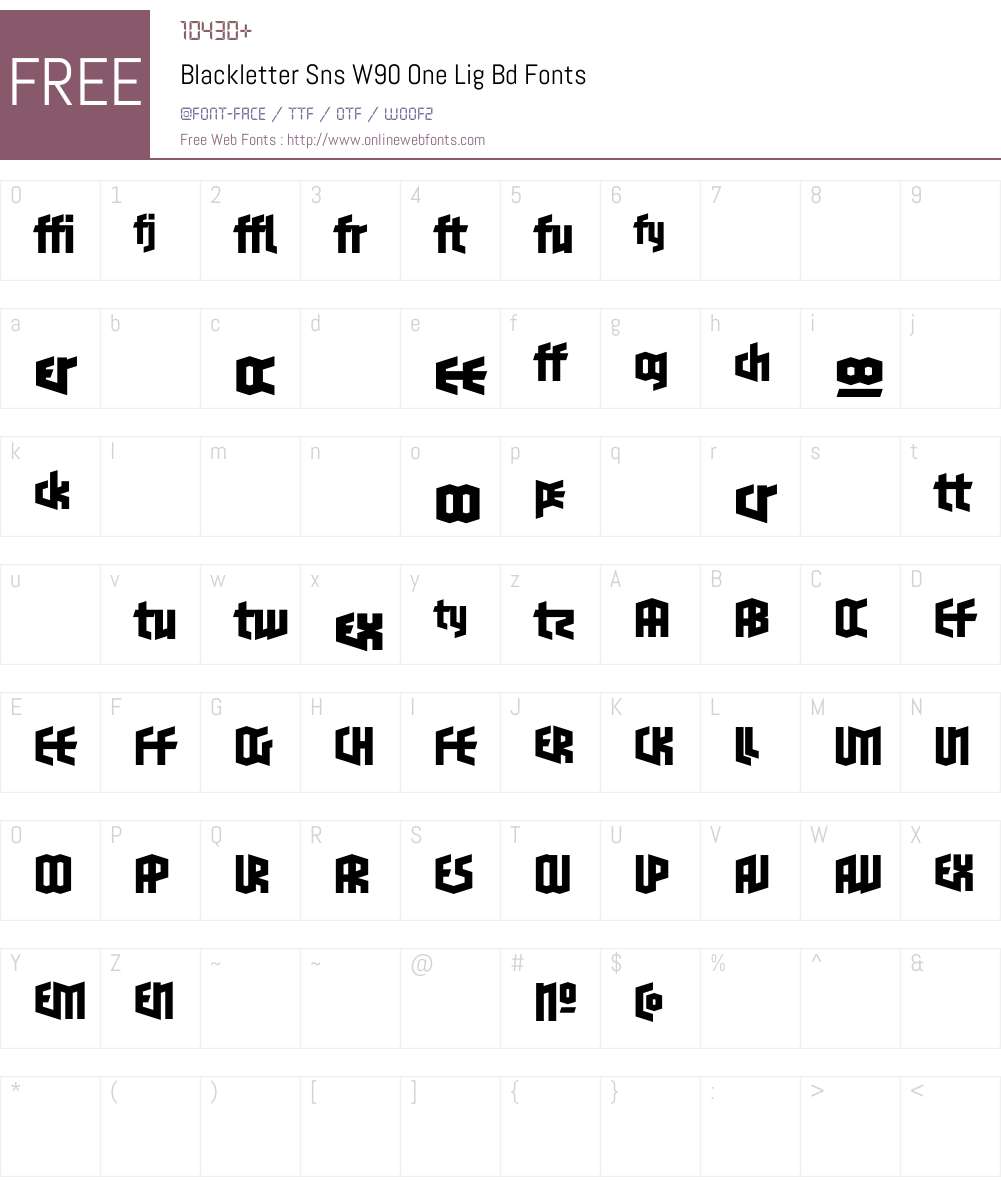 BlackletterSnsW90-OneLigBd Font Screenshots