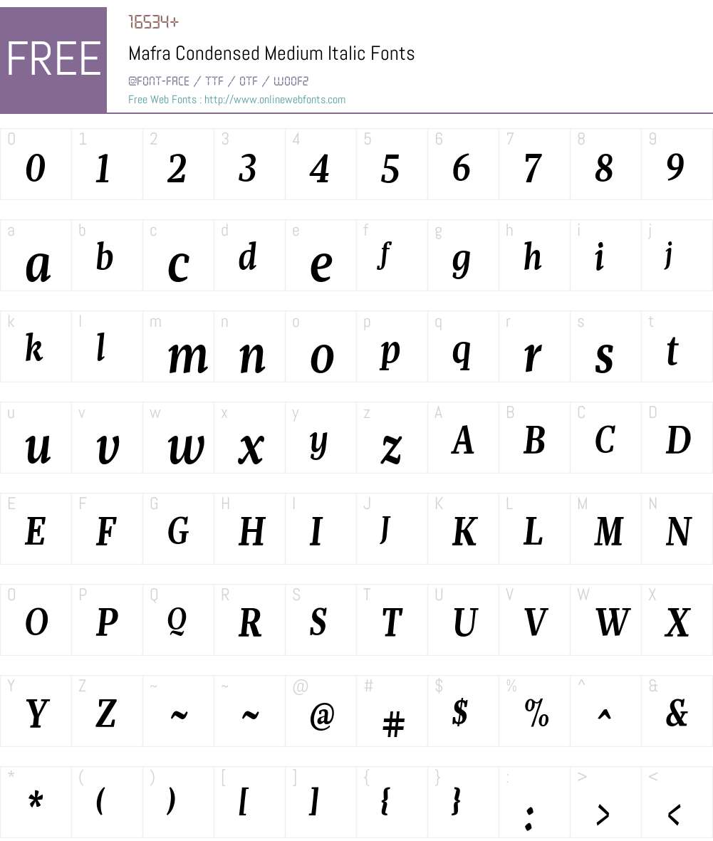 Mafra Condensed Medium Italic Font Screenshots