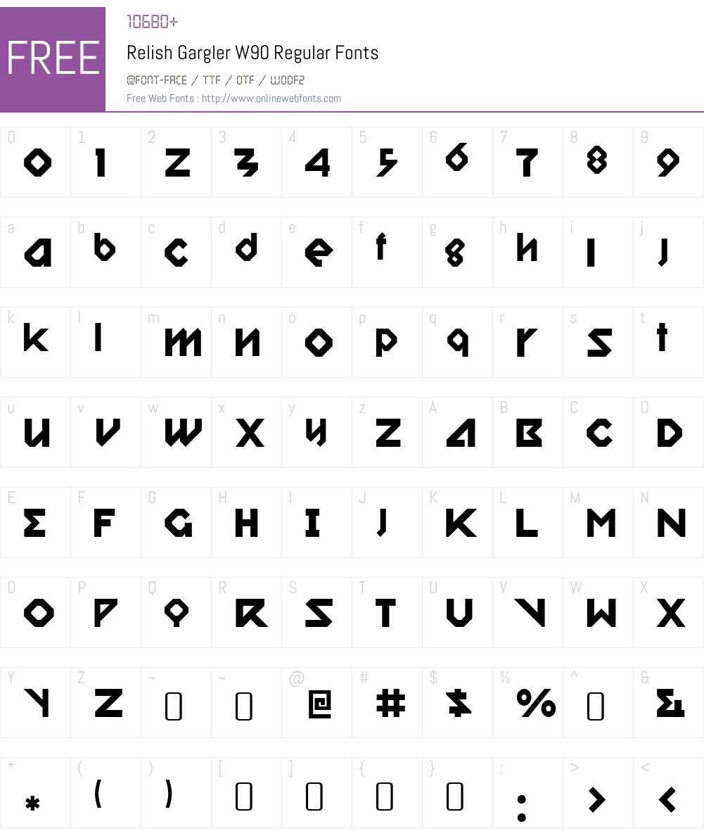 RelishGarglerW90-Regular Font Screenshots
