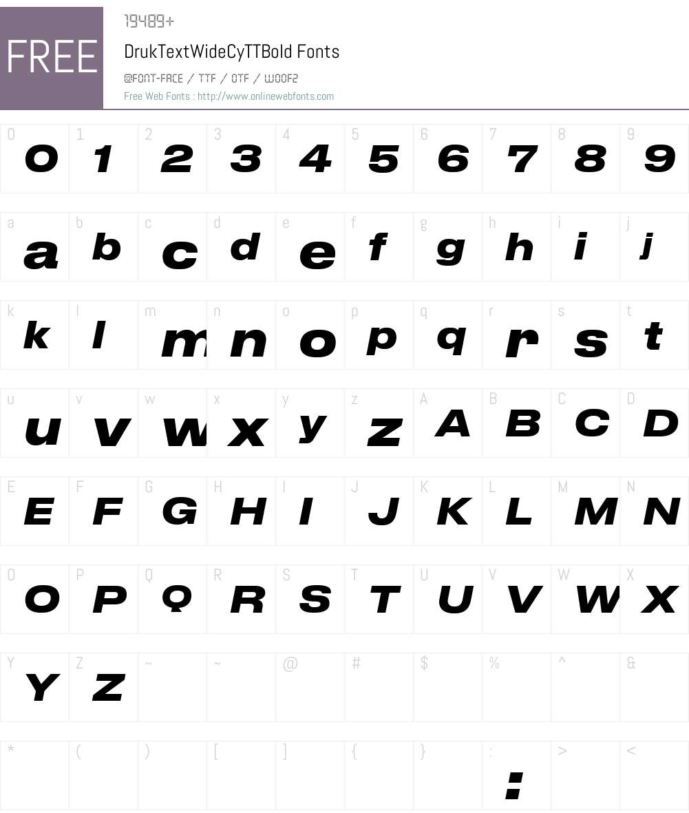 Druk Text Wide Cy TT Bold Font Screenshots