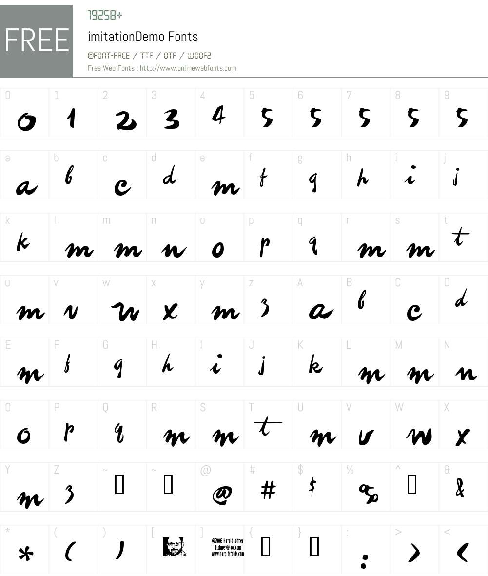 imitationDemo Font Screenshots