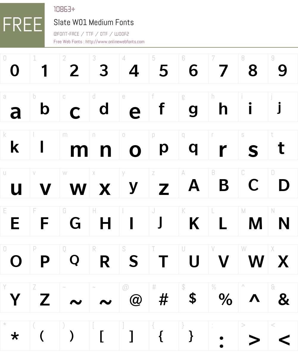 SlateW01-Medium Font Screenshots