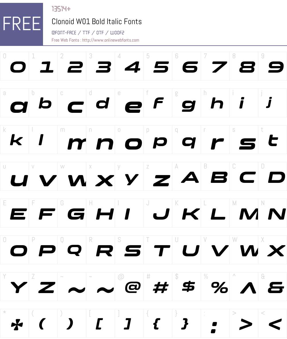 ClonoidW01-BoldItalic Font Screenshots