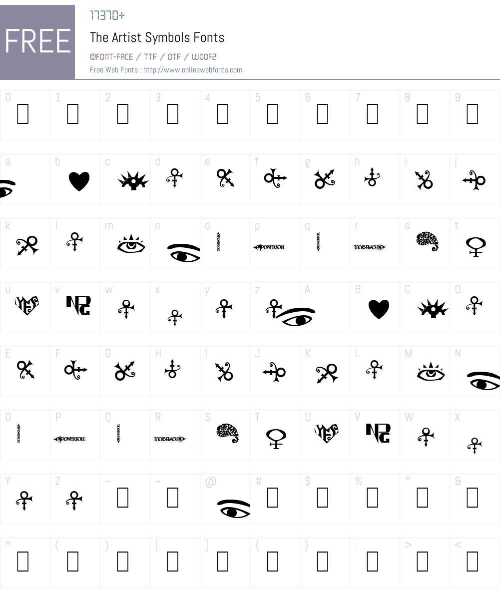 The Artist Symbols Font Screenshots