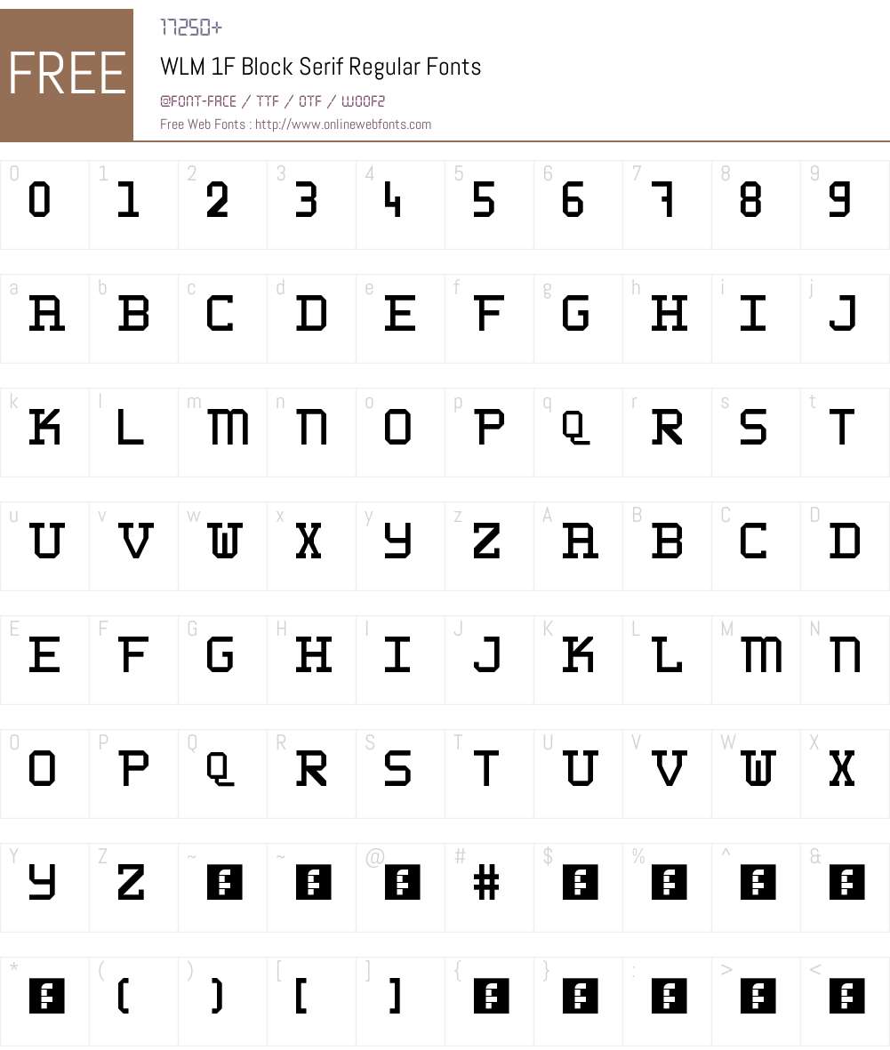 WLM 1F Block Serif Font Screenshots