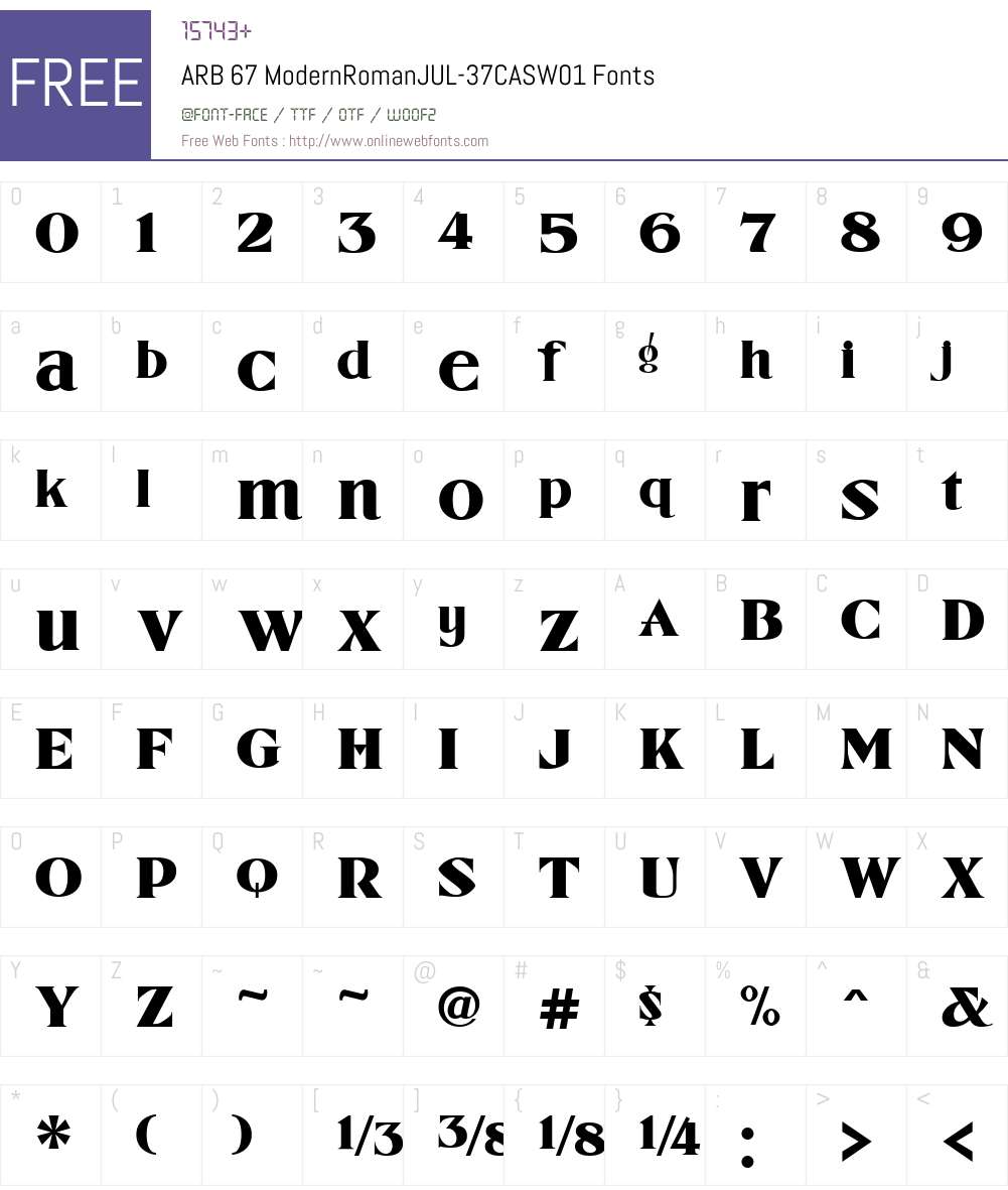 ARB67ModernRomanJUL-37CASW01 Font Screenshots