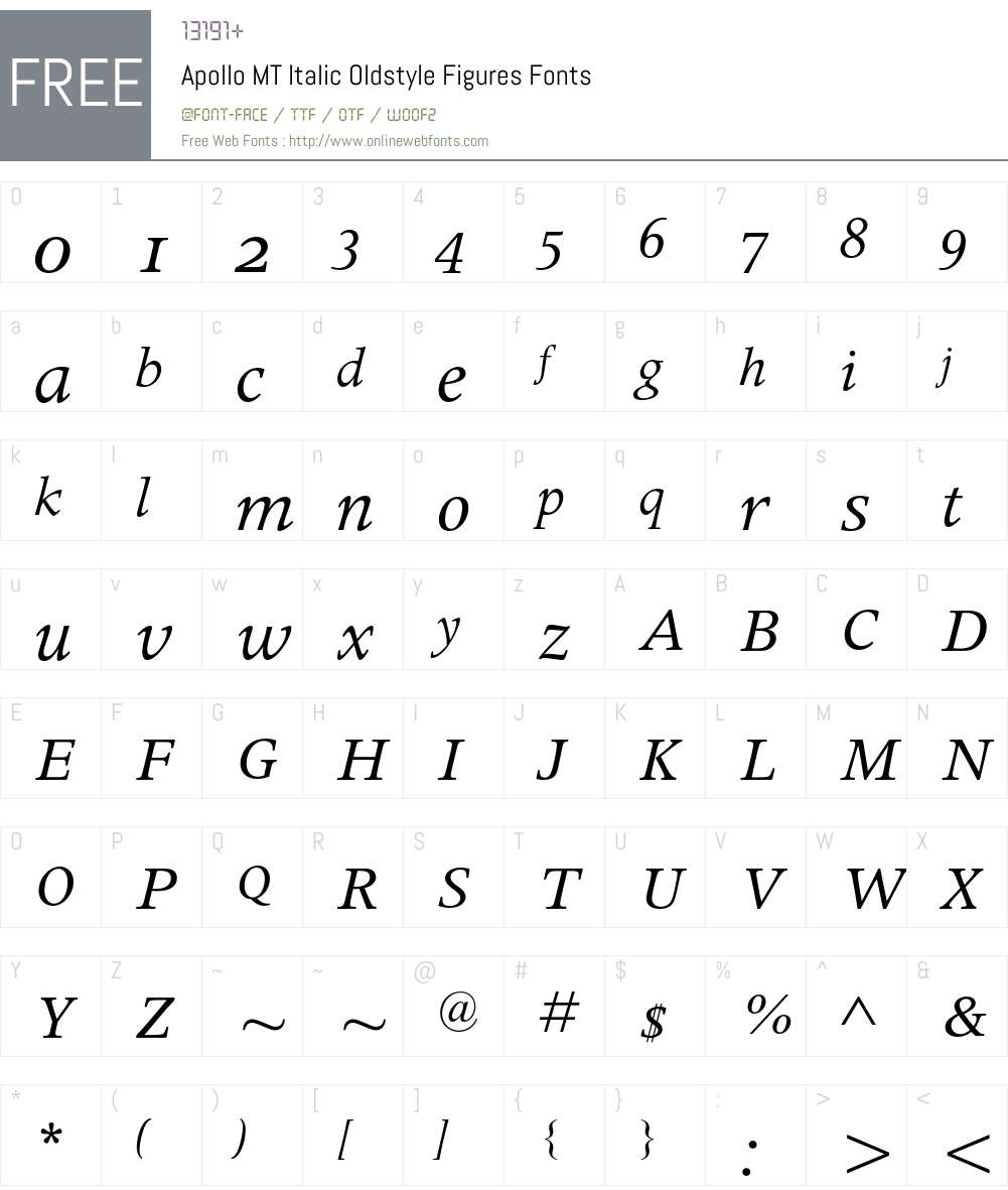 Apollo MT Font Screenshots