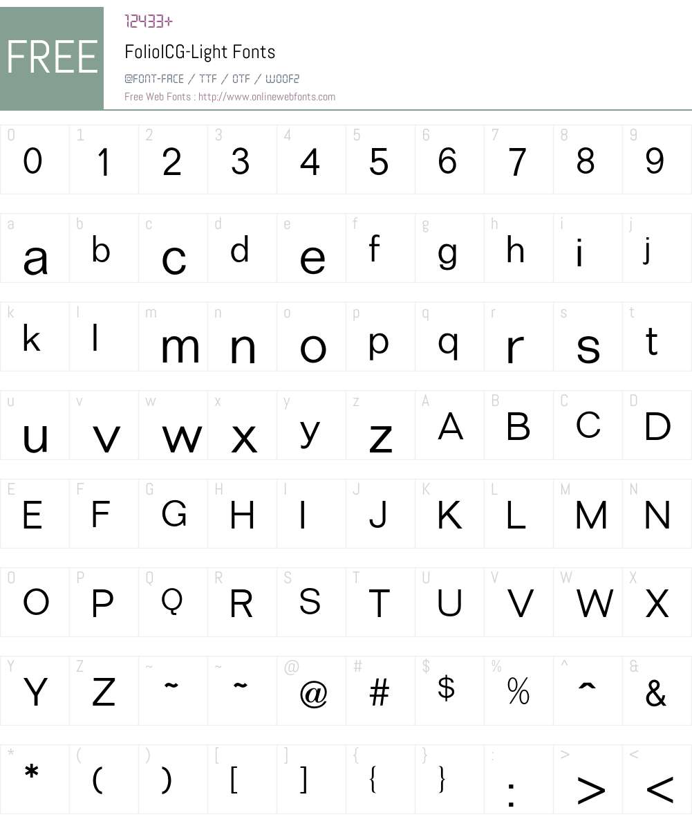FolioICG Font Screenshots