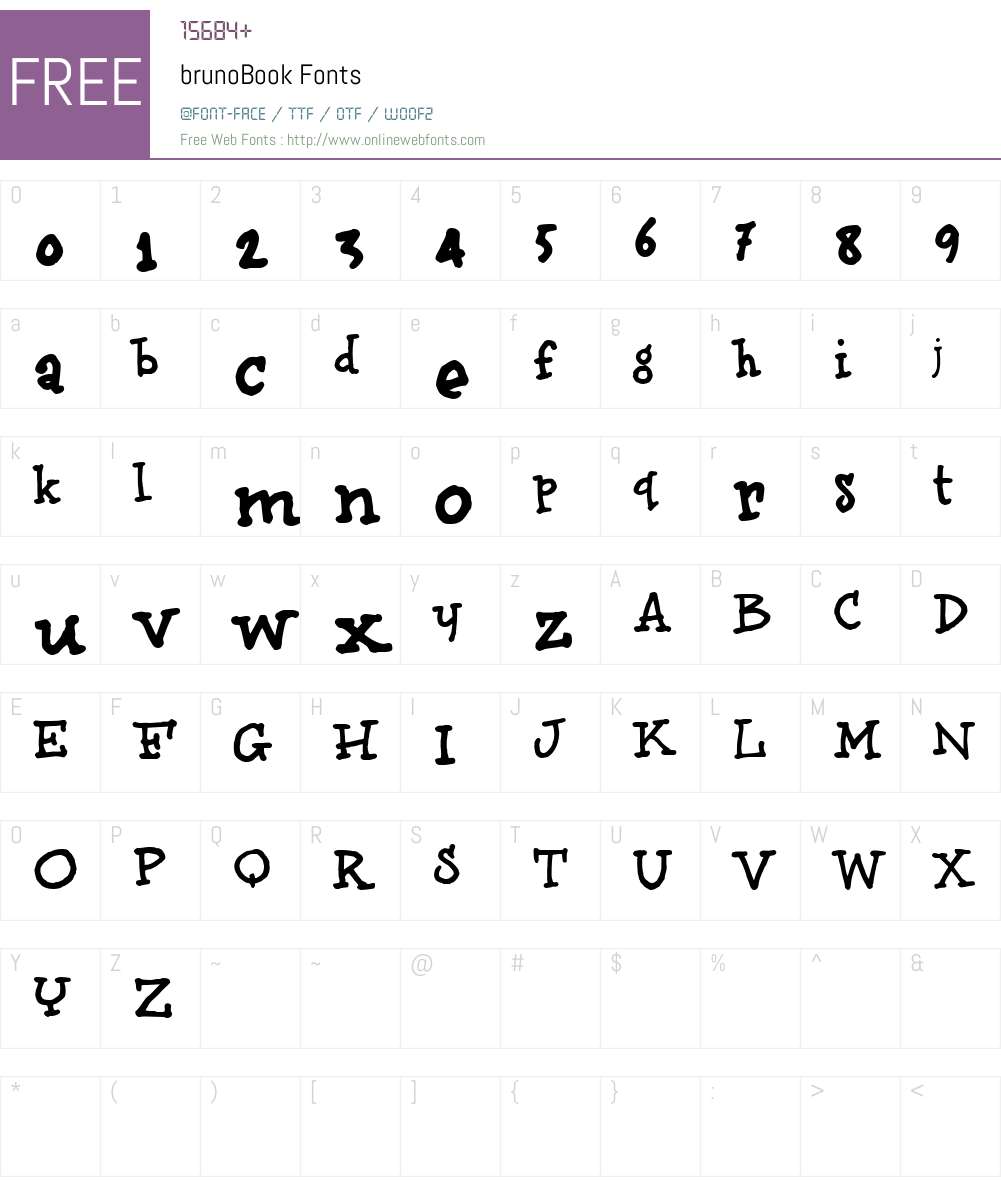 brunoBook Font Screenshots