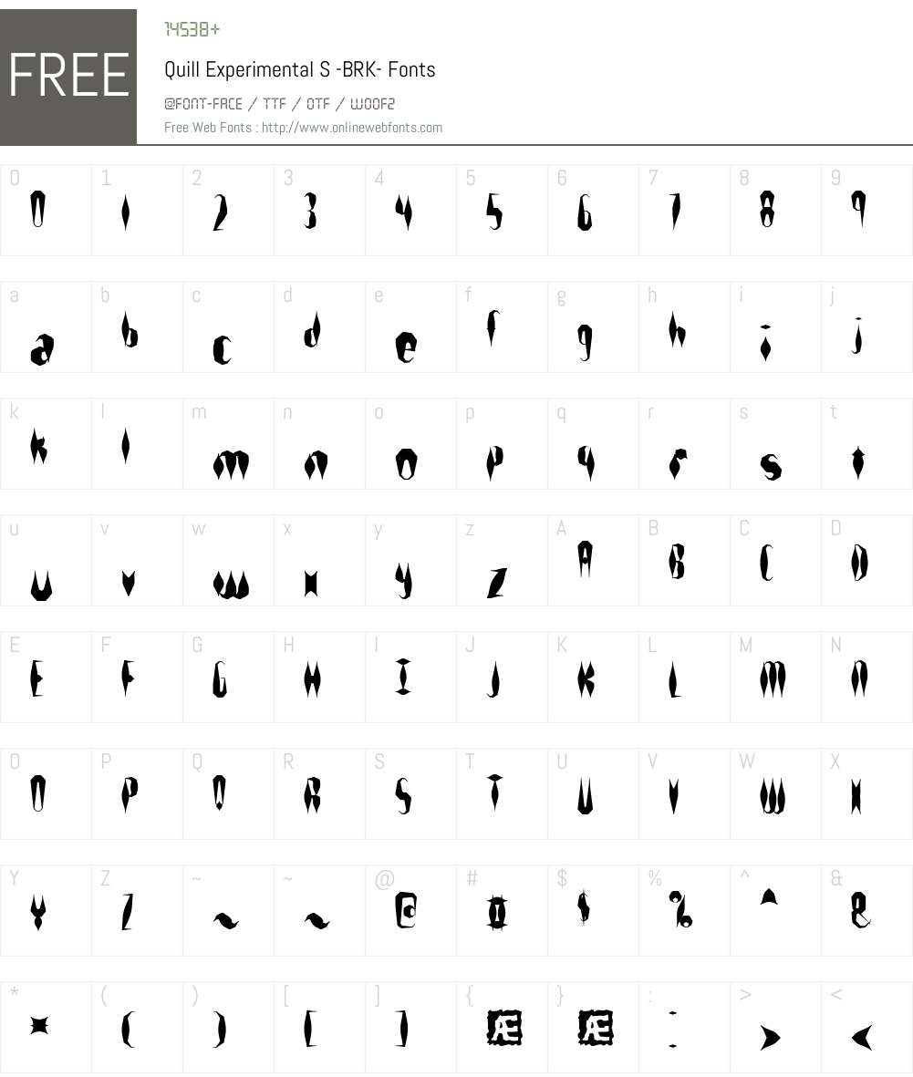 Quill Experimental S (BRK) Font Screenshots