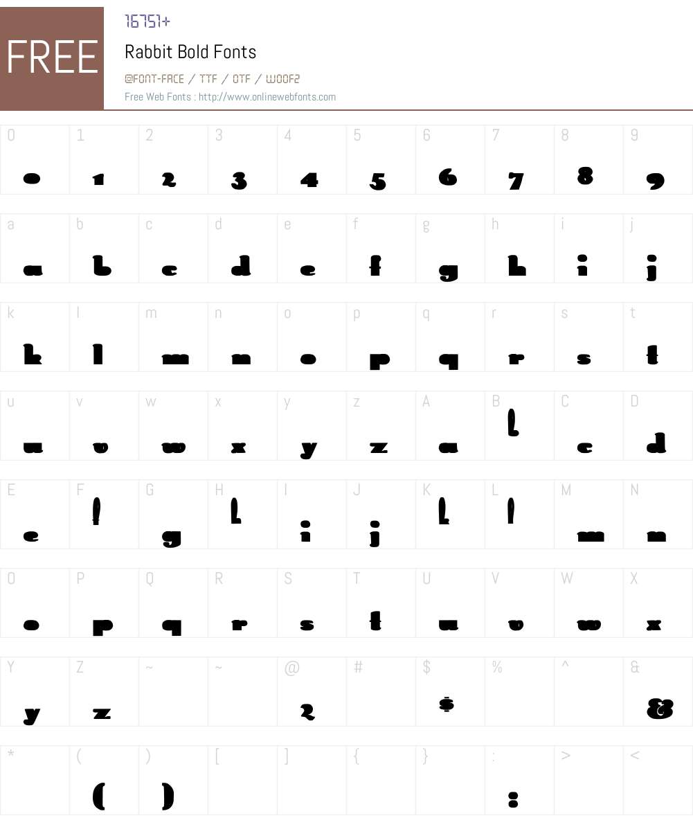 Rabbit bold Font Screenshots
