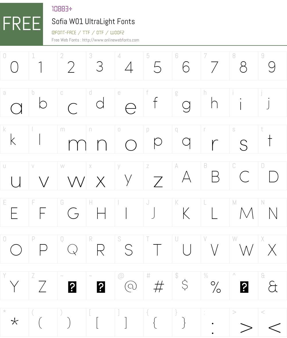 SofiaW01-UltraLight Font Screenshots
