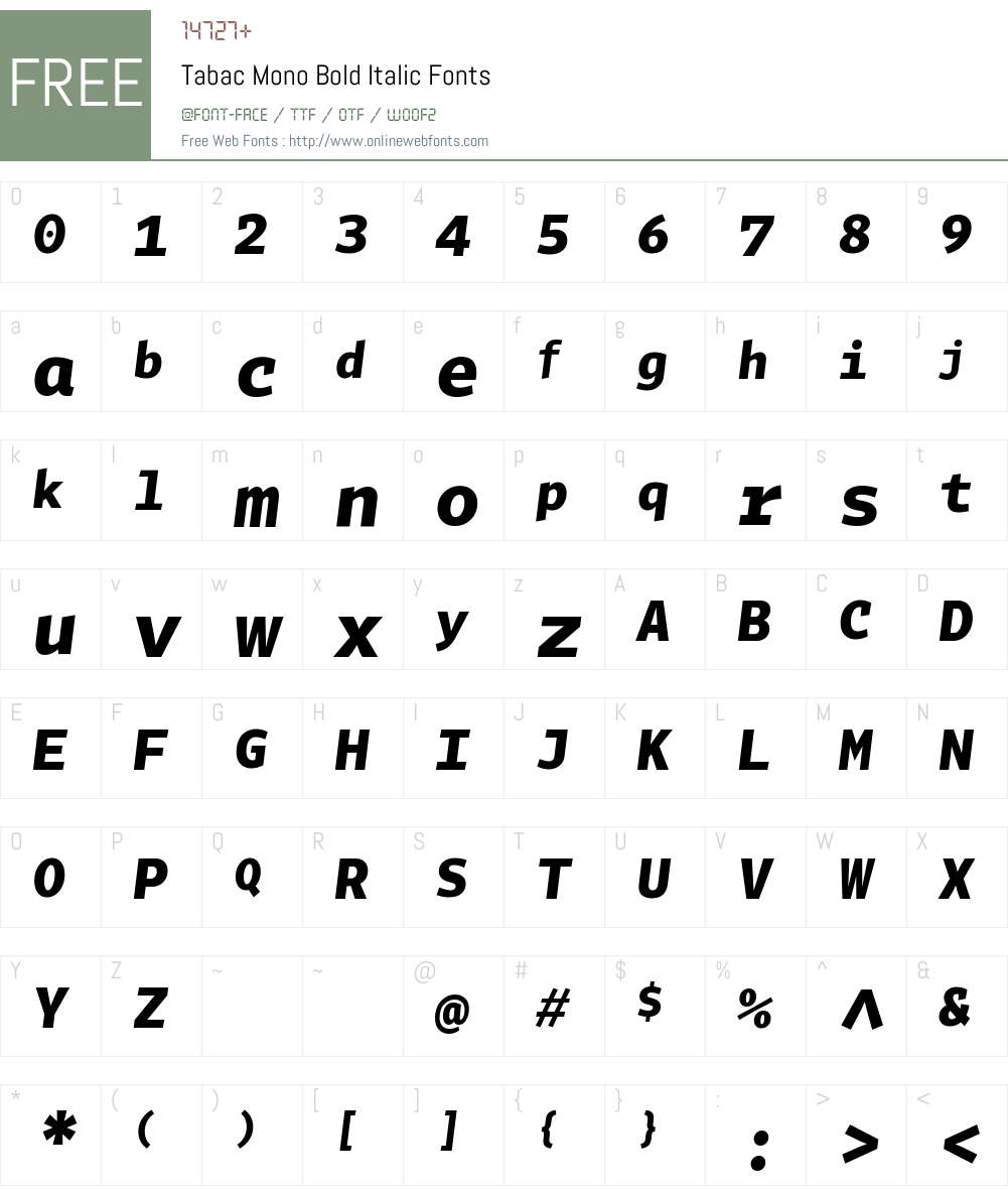 Tabac Mono Font Screenshots